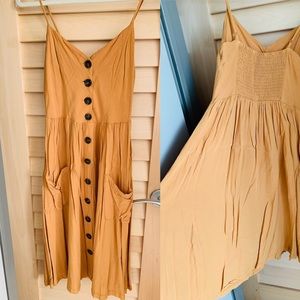 Mustard/Orange Buttoned Midi Dress (Size M)
